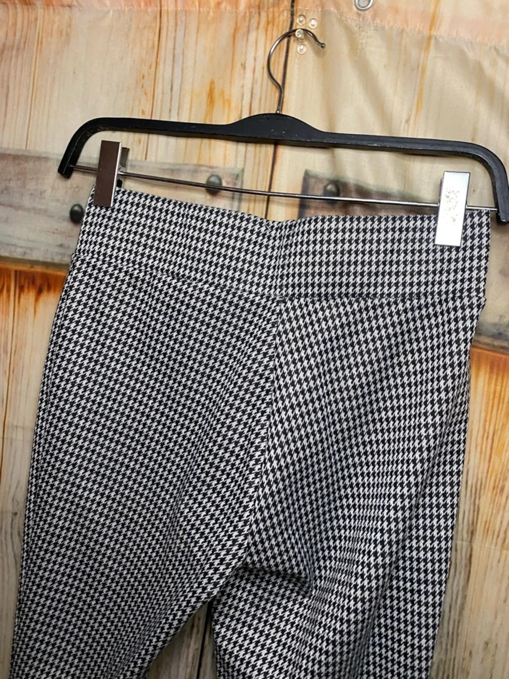 Memoi NWOT Houndstooth Stretch Ponte Pull On Pants Leggings - Black & White